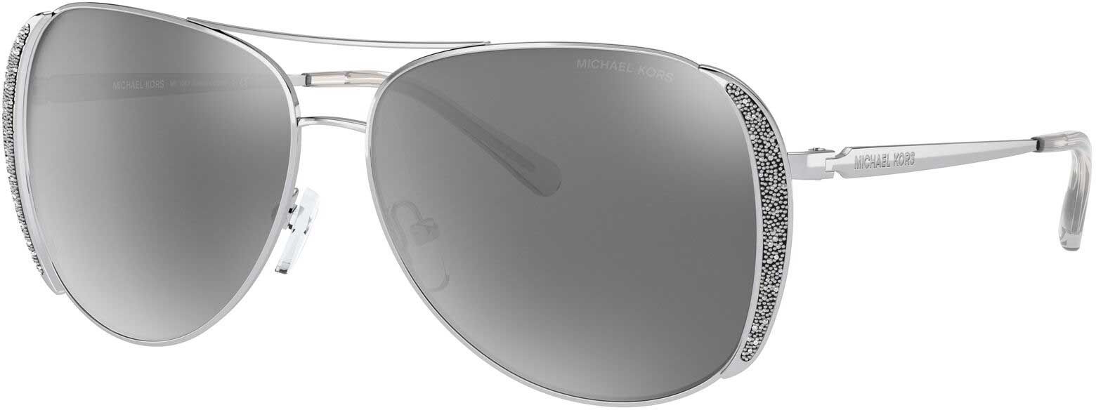 Michael Kors Sunglasses Women's Chelsea-Glam MK1082 10056G Silver/Silver  Mirror 