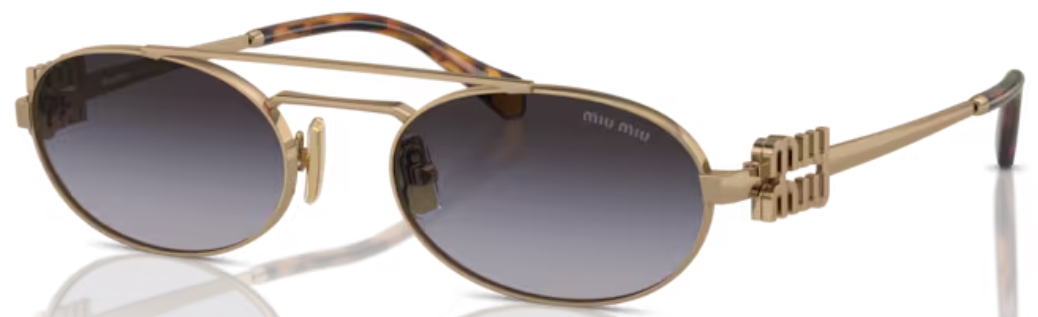 Miu Miu MU 54ZS 7OE5D1 Sunglasses Women's Antique Gold/Grey