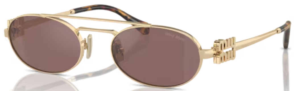 Miu Miu MU 54ZS ZVN70D Sunglasses Women's Pale Gold/Brown Miu Miu MU 54ZS ZVN70D Sunglasses Women's Pale Gold/Brown