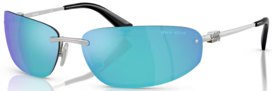 MIU MIU オハルフレムサンクラス SMUA50S 1BC10K Miu Miu MU A50S 1BC10K Sunglasses Women's Silver/Light Green