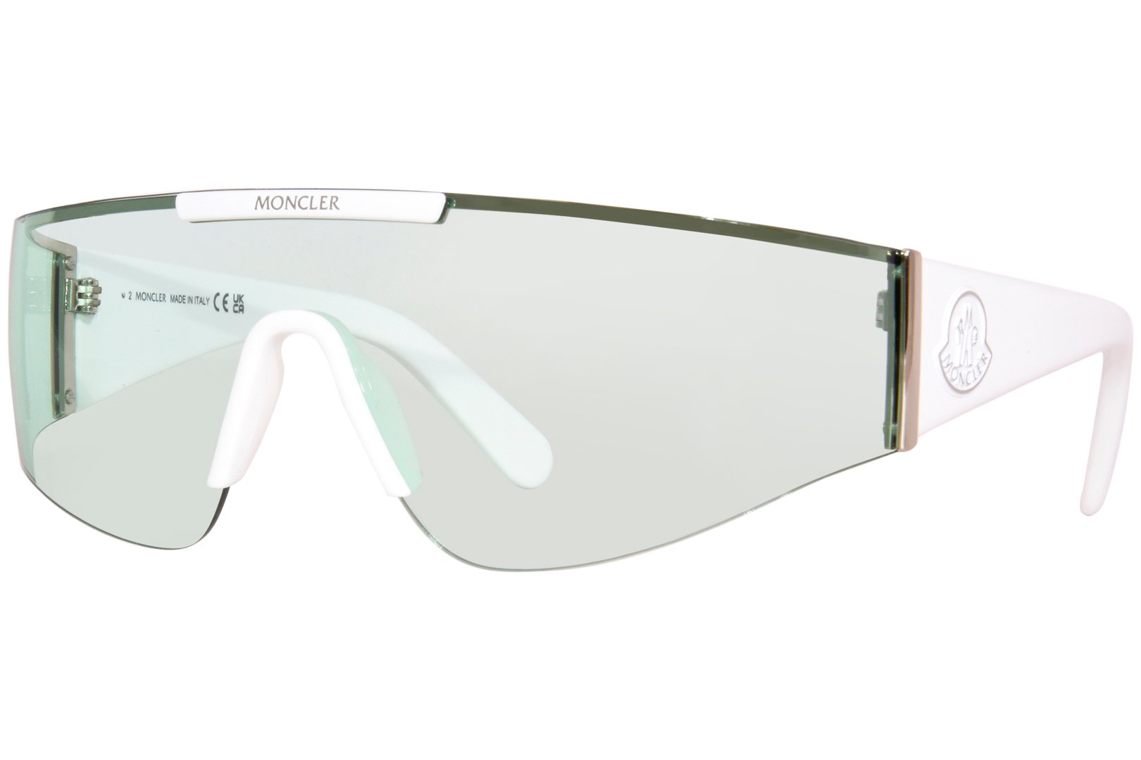 Moncler ML0247 21N Sunglasses White/Green Shield 143-0-125