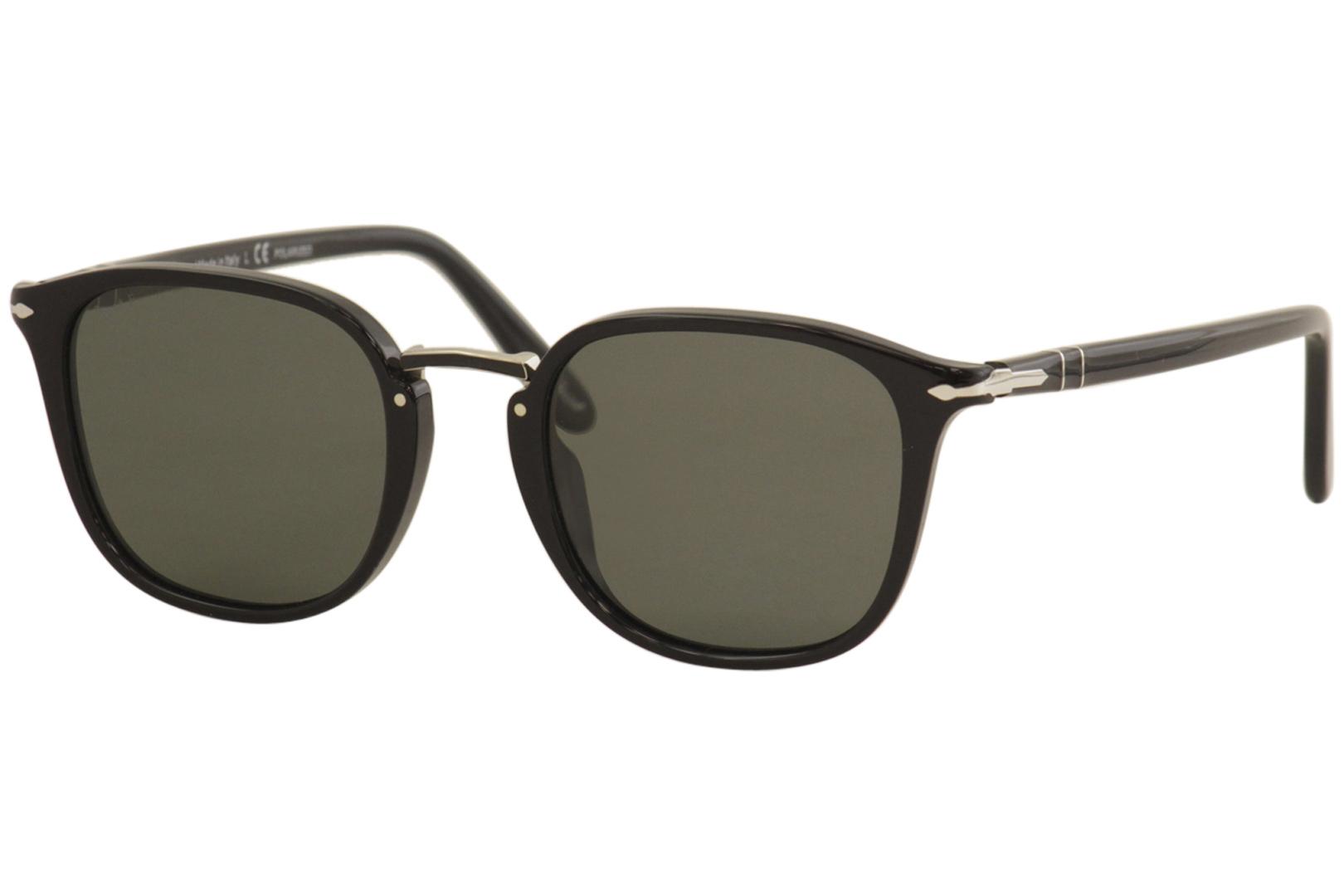 Persol PO3186S 95/58 Sunglasses Men's Black/Green Polarized Lenses Square  53mm