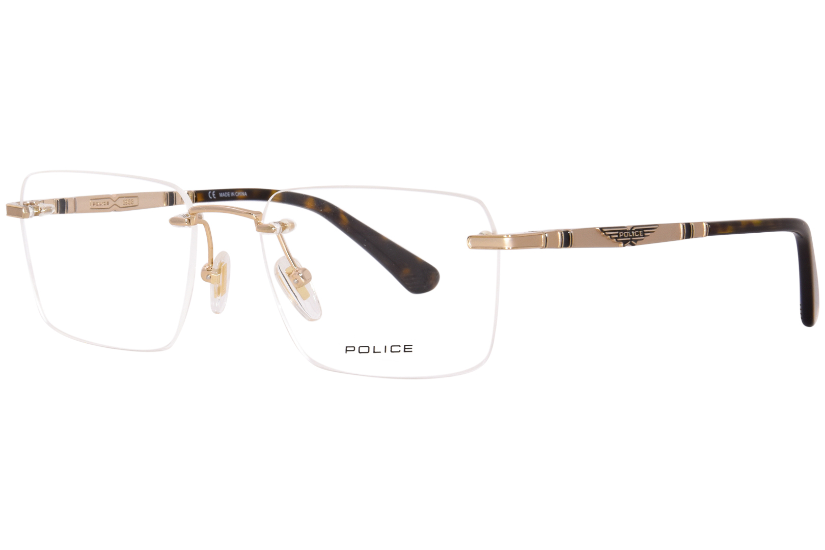 Police Origins Nineties 8 VPLF84 Eyeglasses Men s Rimless Square Shape EyeSpecs