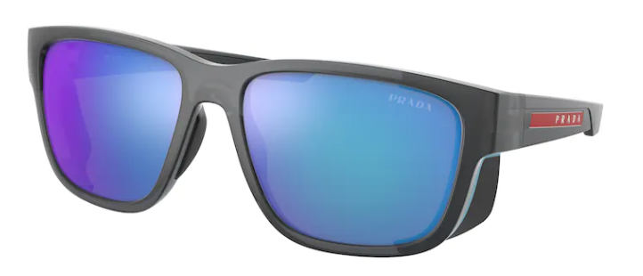 ◆PRADA◆ SPS10WSF 13C08R 54 827938543766 Prada Sunglasses Blue Mirror Grey Rubber Square PS10WS SPS