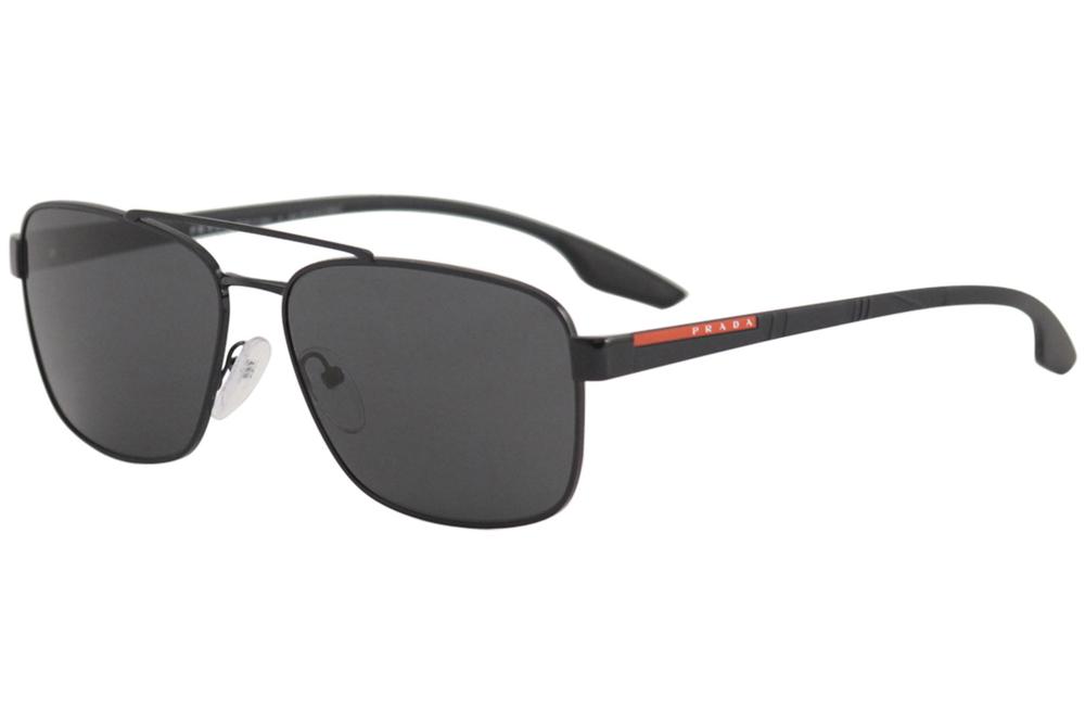 Prada Men's Linea Rossa SPS51U SPS/51/U 1AB-5S0 Black Pilot Sunglasses 62mm  | EyeSpecs.com