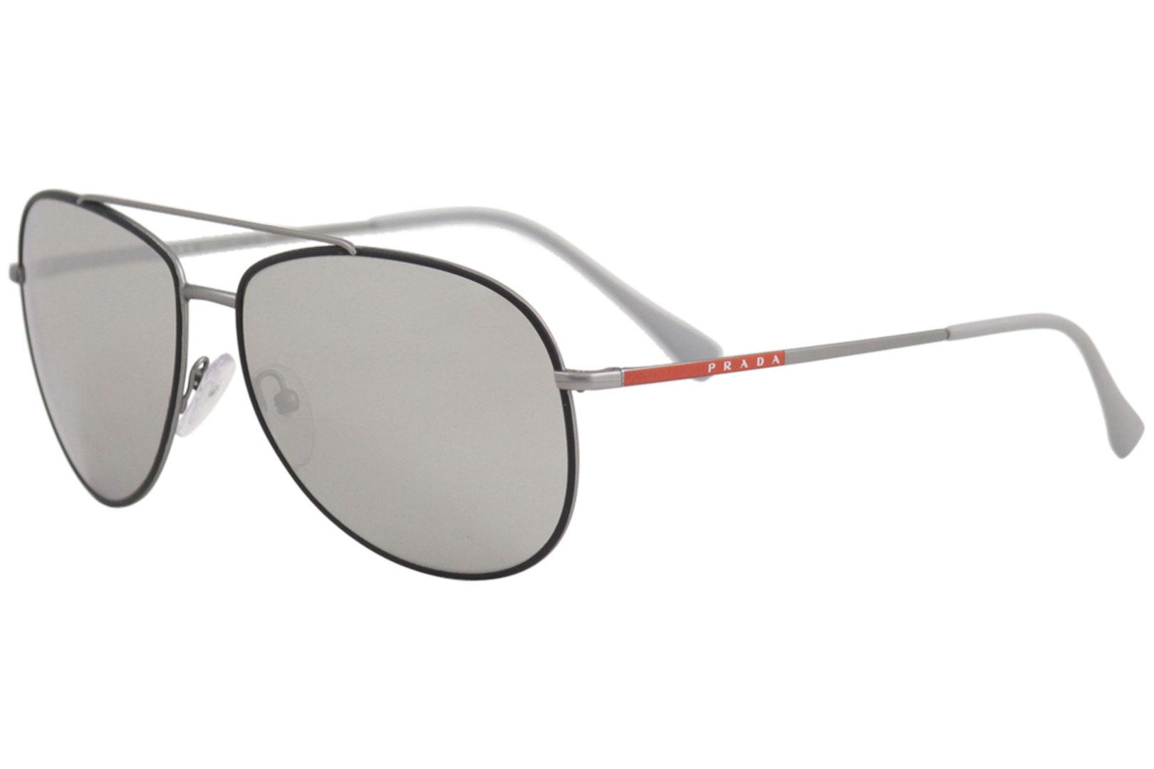 Prada Linea Rossa SPS55U SPS 55U 6BJ 2B0 Black Gunmetal Pilot Sunglasses 57mm