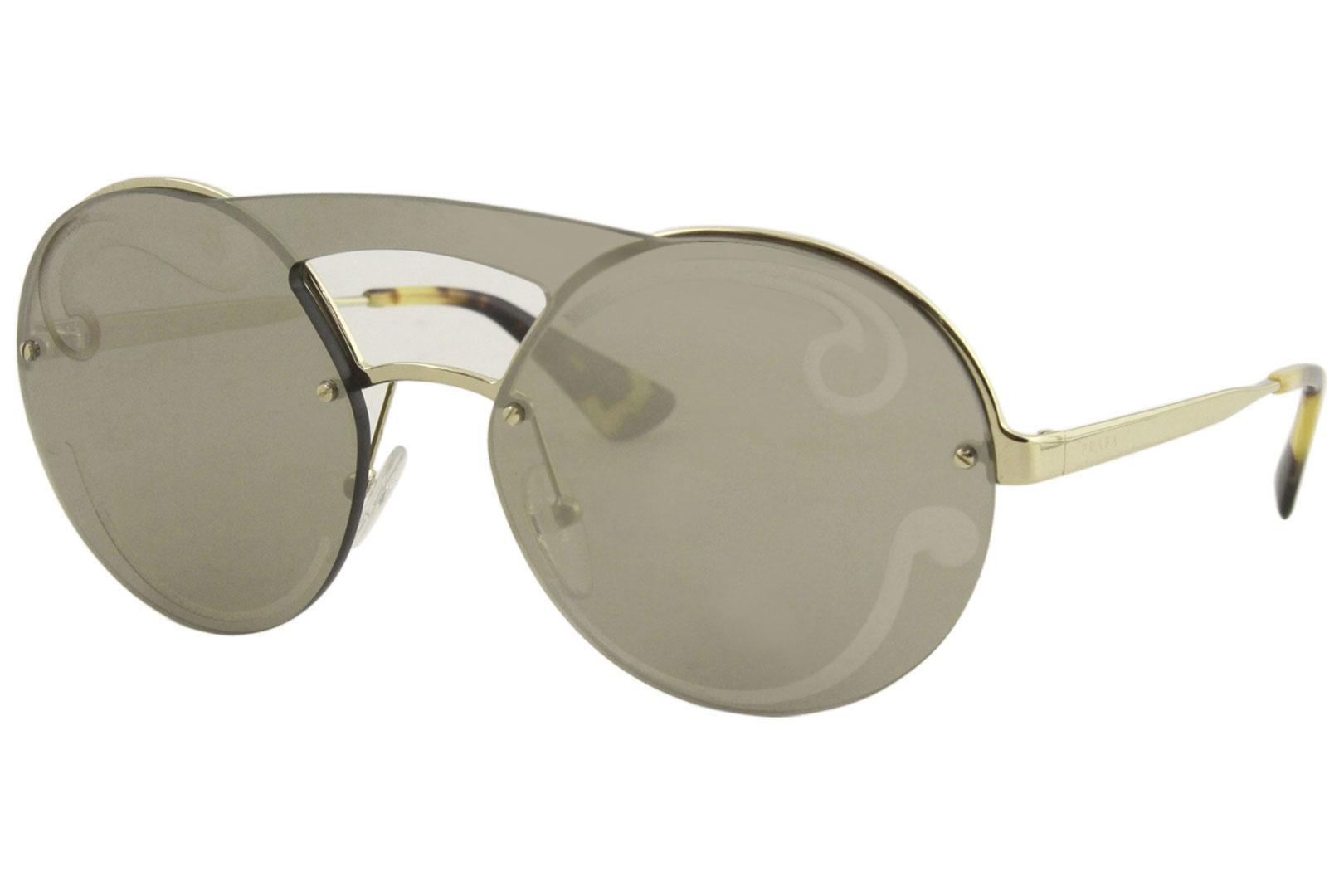 Prada Women's Catwalk SPR65T SPR/65/T ZVN-0D0 Pale Gold Round Sunglasses  36mm 