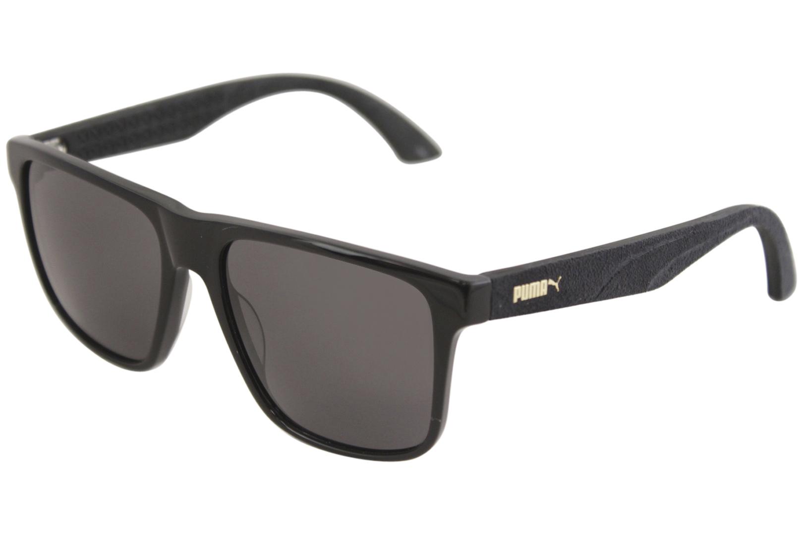 Puma Men s Suede PU0104S PU 0104 S 001 Black Fashion Square Sunglasses 54mm