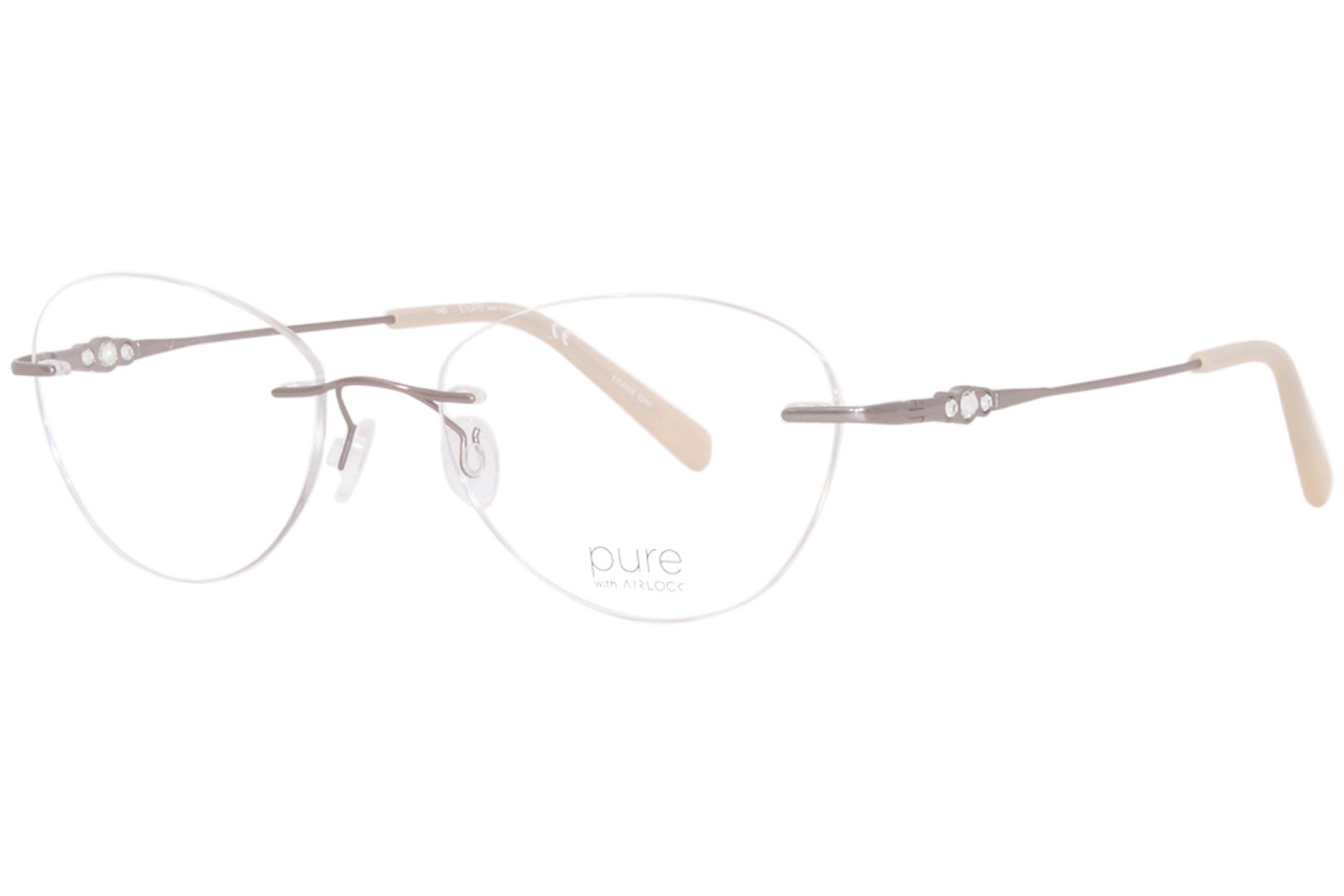 Pure Airlock Embrace 203 601 Titanium Eyeglasses Rose Rimless Oval ...