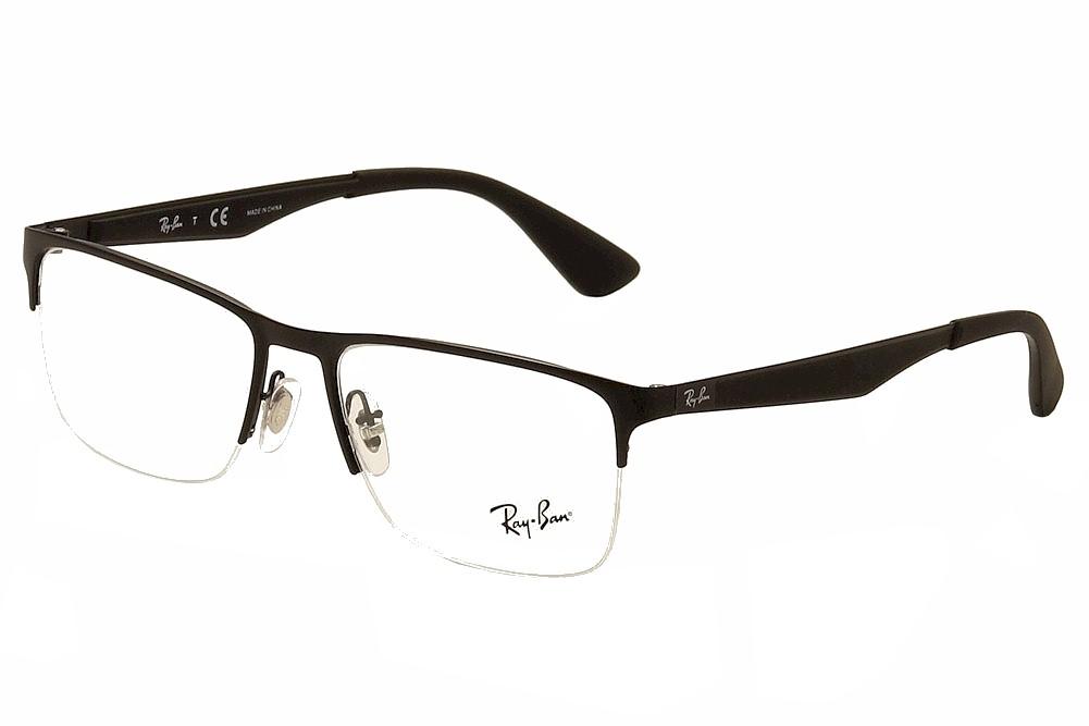 Hollywood putty film Ray Ban Eyeglasses RB6335 RB/6335 2503 Black RayBan Half Rim Optical Frame  56mm | EyeSpecs.com