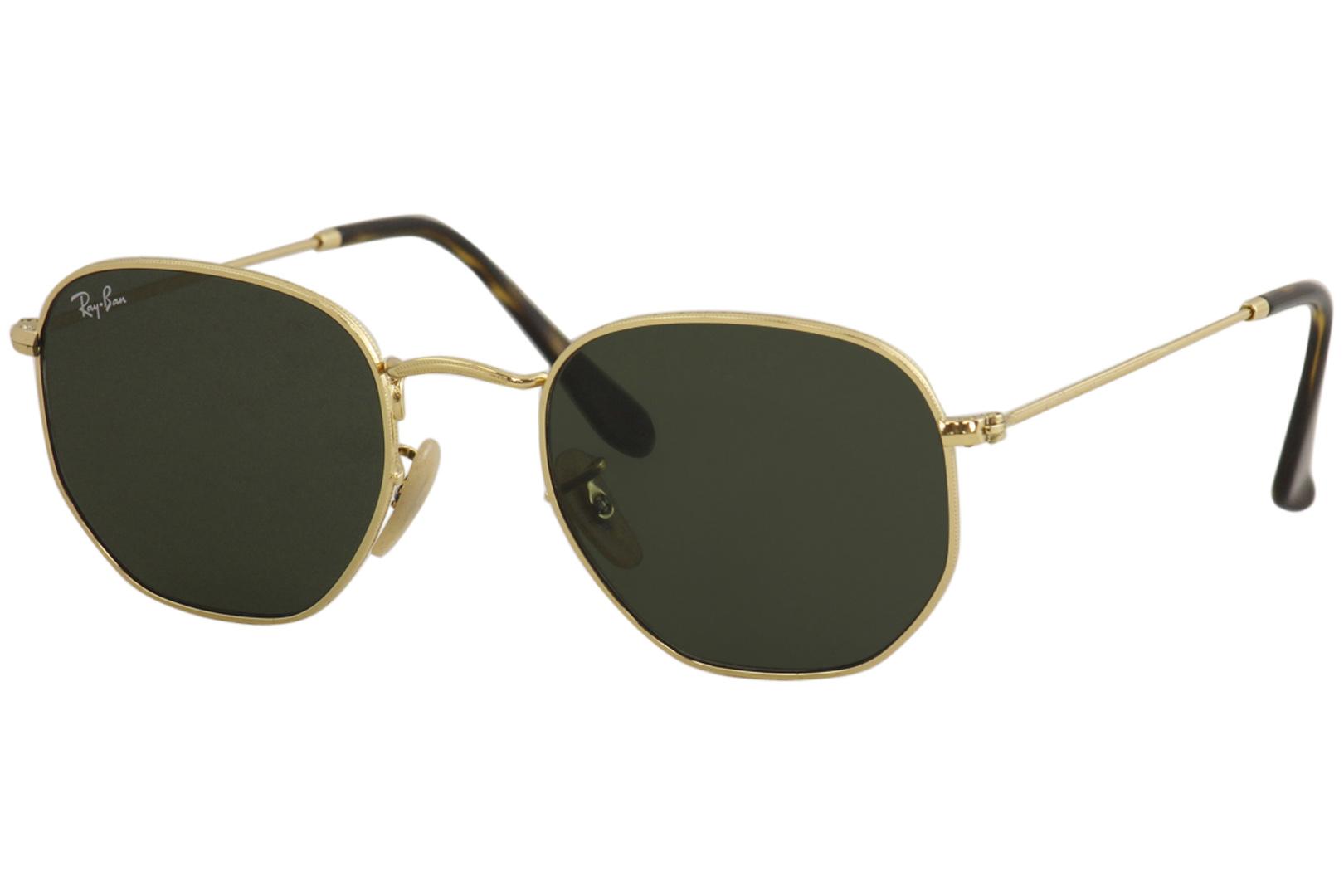Ray Ban Women s Hexagonal RB3548N 3548 N 001 Gold Green RayBan Sunglasses 51mm EyeSpecs