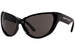 Balenciaga BB0201S Sunglasses Women's Cat Eye - Black/Silver-Logo/Grey-001