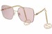 Gucci GG0724S Sunglasses Women's Fashion Square Removable Heart Chain Earrings - Gold w/ Ivory Horn GG Logo on Chain/Pink - 003