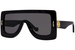 Loewe LW40104I Sunglasses Shield - Shiny Black/Gold-Logo/Solid Smoke-01A