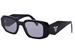 Prada PR 17WS Sunglasses Women's Rectangle Shape - Black/Multilayer Lens Mirror Black-AB07Z