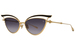 Valentino V-Glassliner VLS-118 Sunglasses Women's Cat Eye - Gold/Black/Grey Gradient-A