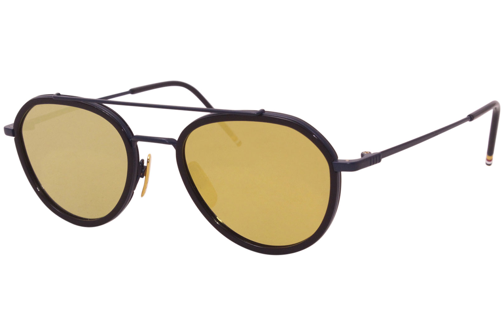 Thom Browne New York TB-801-E-NVY Sunglasses Men's Navy/Gold Mirror Lenses  51mm