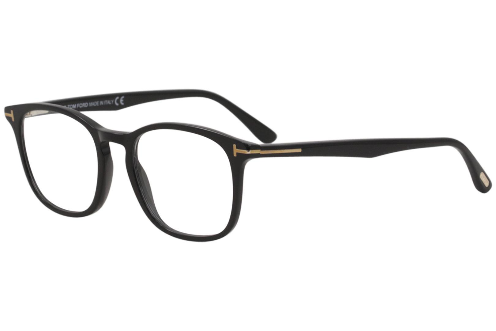 Tom Ford Men's Eyeglasses TF5505 TF⁄5505 001 Shiny Black Optical Frame 52mm  | EyeSpecs.com
