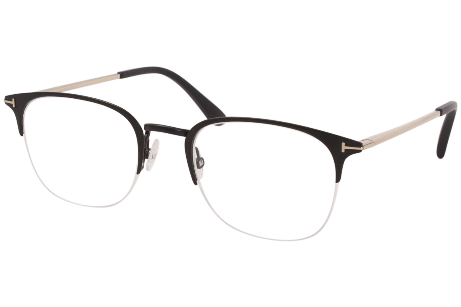 Tom Ford TF5452 002 Eyeglasses Men's Matte Black/Rose Gold Half Rim Square  50mm 