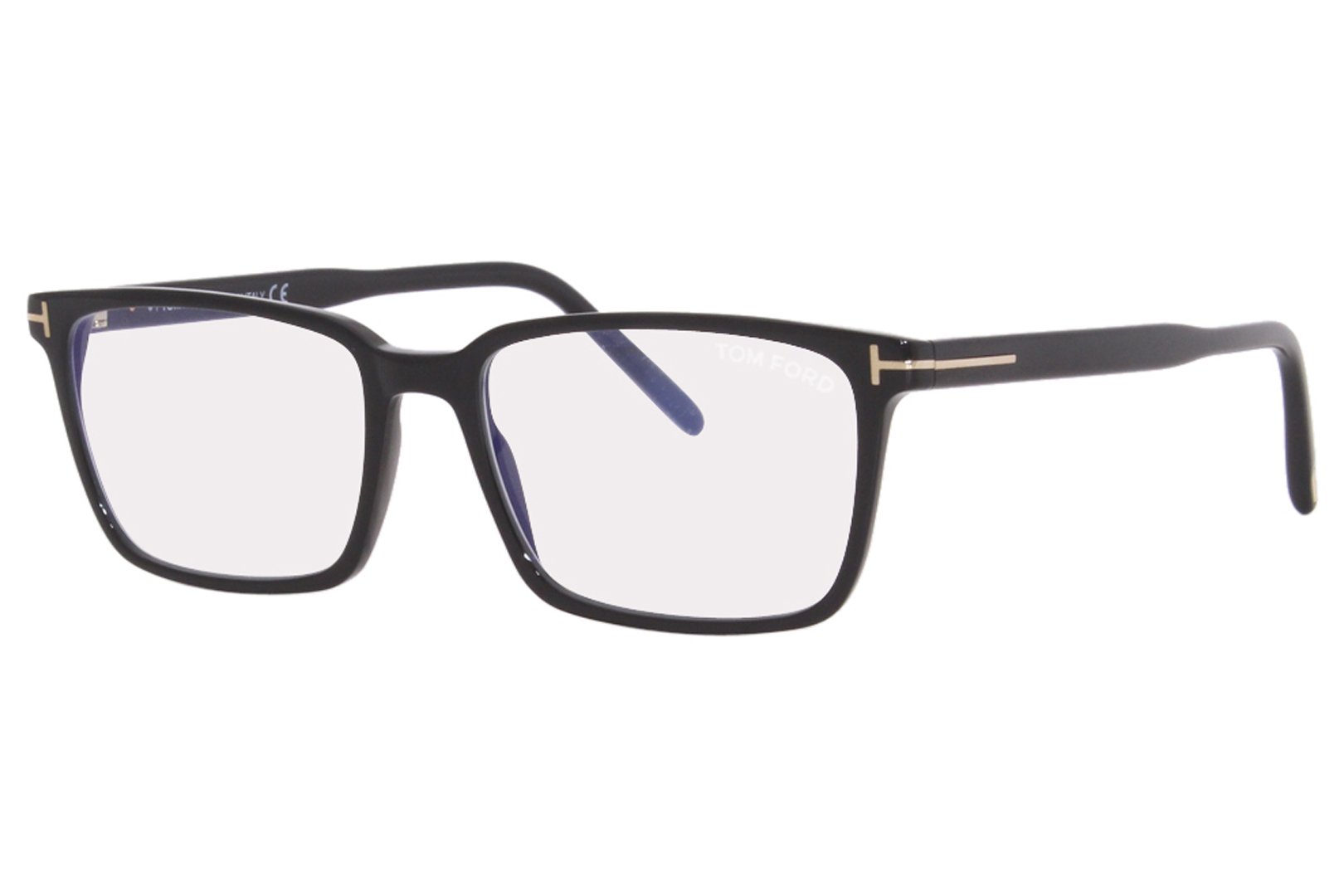 Tom Ford TF5802-B 001 Eyeglasses Men's Shiny Black/Blue Block Full Rim ...