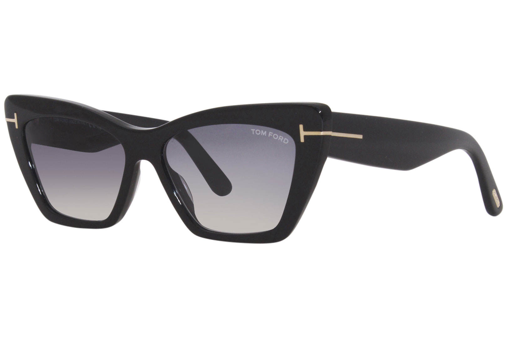 Tom Ford Wyatt TF871 01B Sunglasses Women's Shiny Black/Smoke