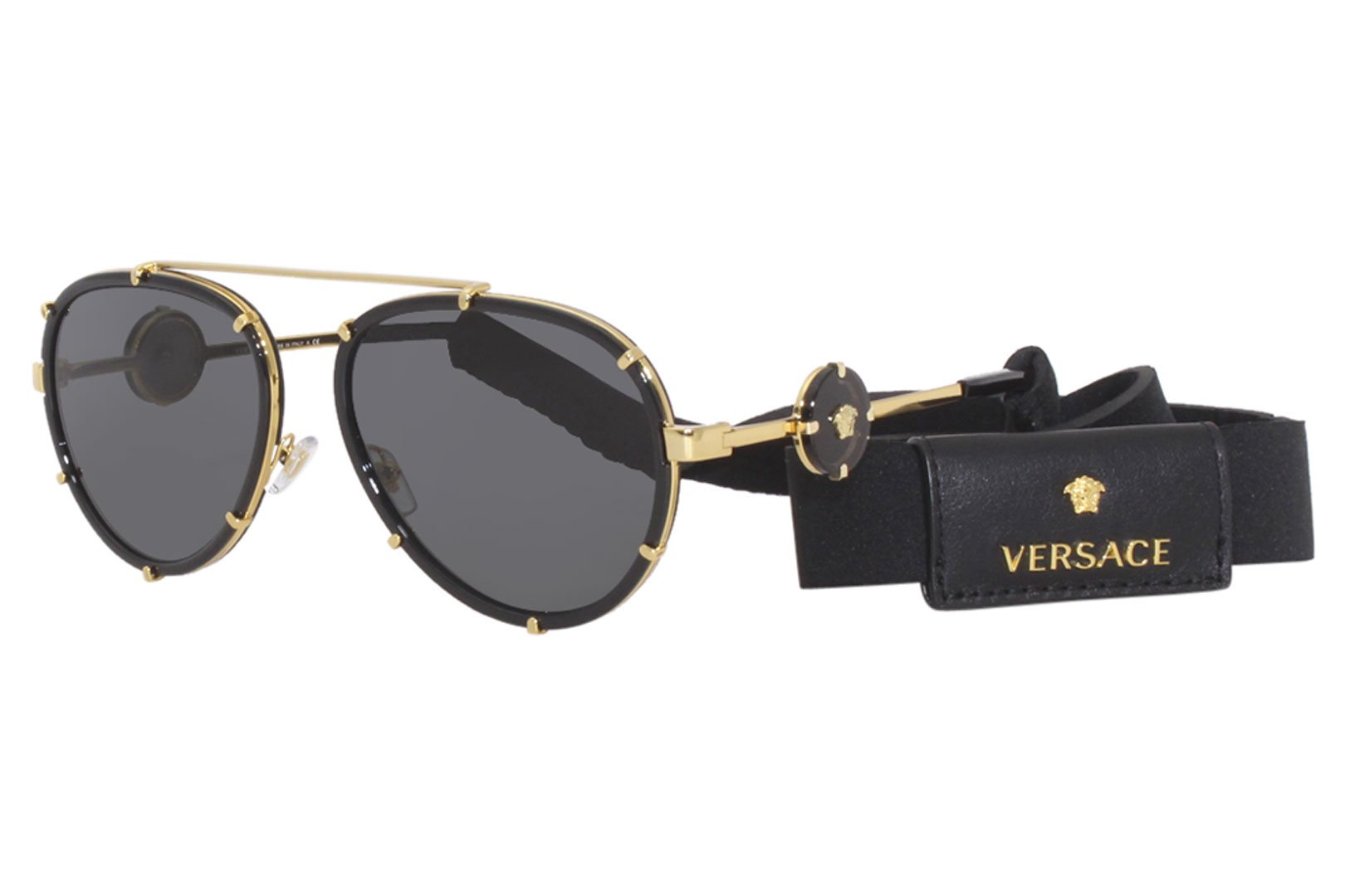 Versace VE2232 Sunglasses Women's Fashion Pilot w/Neck Strap