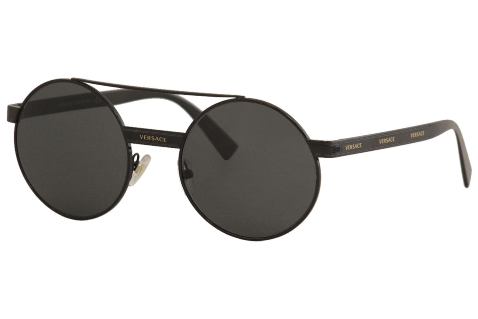 Versace Women's VE2210 VE/2210 1009/87 Black Fashion Round Sunglasses ...