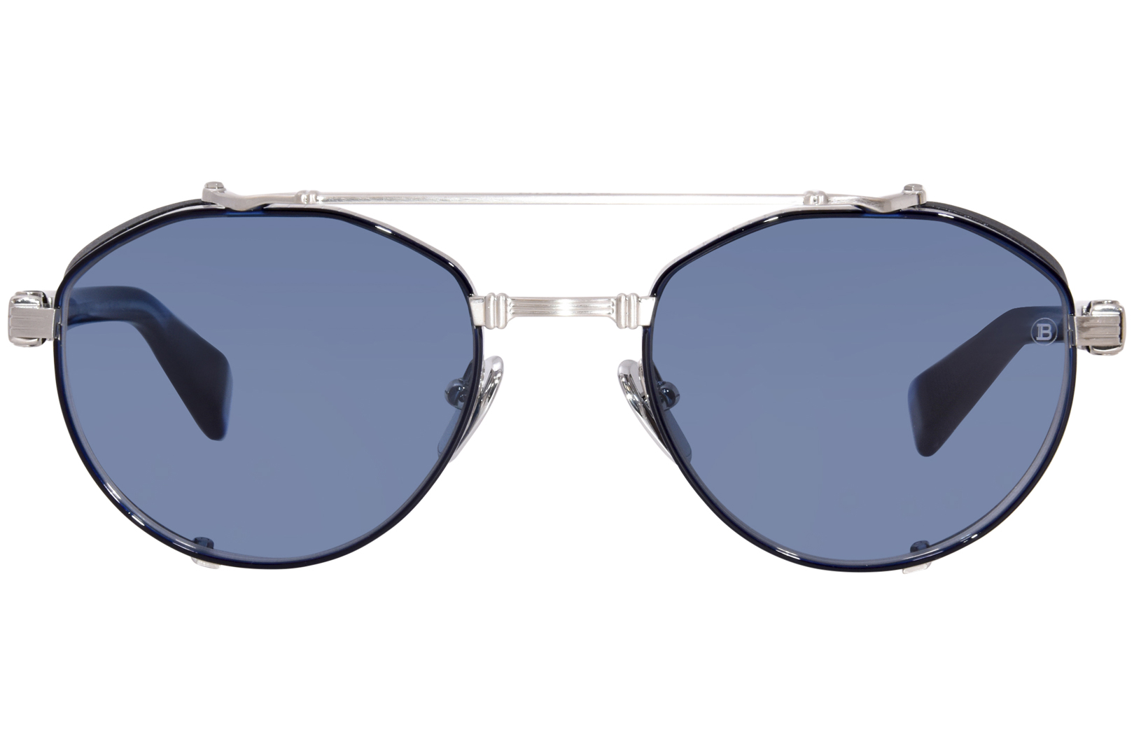 サングラス BALMAIN FW25 Balmain - BPS - c (BPS 120 C) Balmain Brigade-IV BPS-120C Sunglasses Silver/Blue Oval
