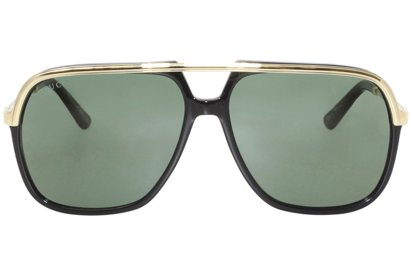 Gucci GG0200S 001 Sunglasses Men's Black-Gold/Green Lenses Pilot 57mm |  
