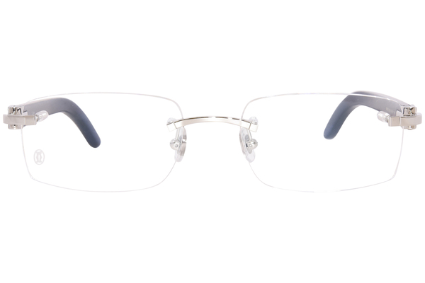 Cartier Exception CT0052O 007 Eyeglasses Silver/Blue Wood