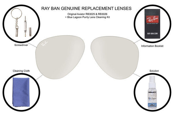 Ray Ban RB3025 & RB3026 001/5F Sunglasses Replacement Lens Grey Glass Sz-55  