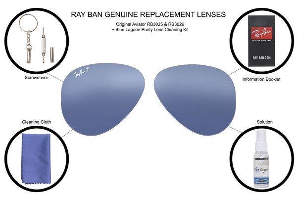 Ray Ban RB3025 & RB3026 Sunglasses Replacement Lens Blue Polarized Glass  Sz-58 