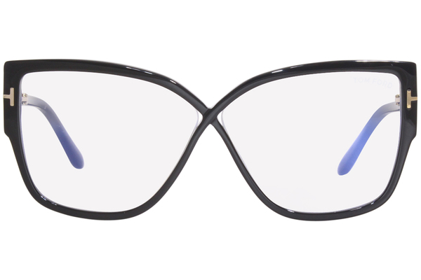 Tom Ford TF5828-B 001 Eyeglasses Women's Shiny Black/Blue Block Full ...