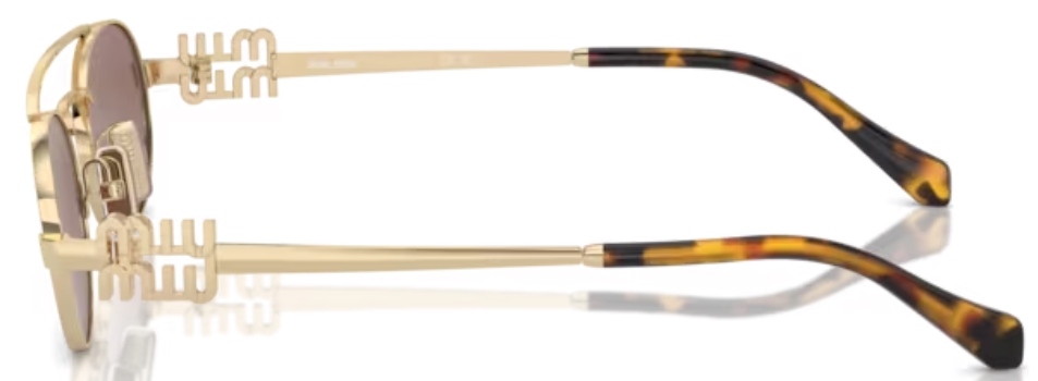 Miu Miu MU 54ZS ZVN70D Sunglasses Women's Pale Gold/Brown