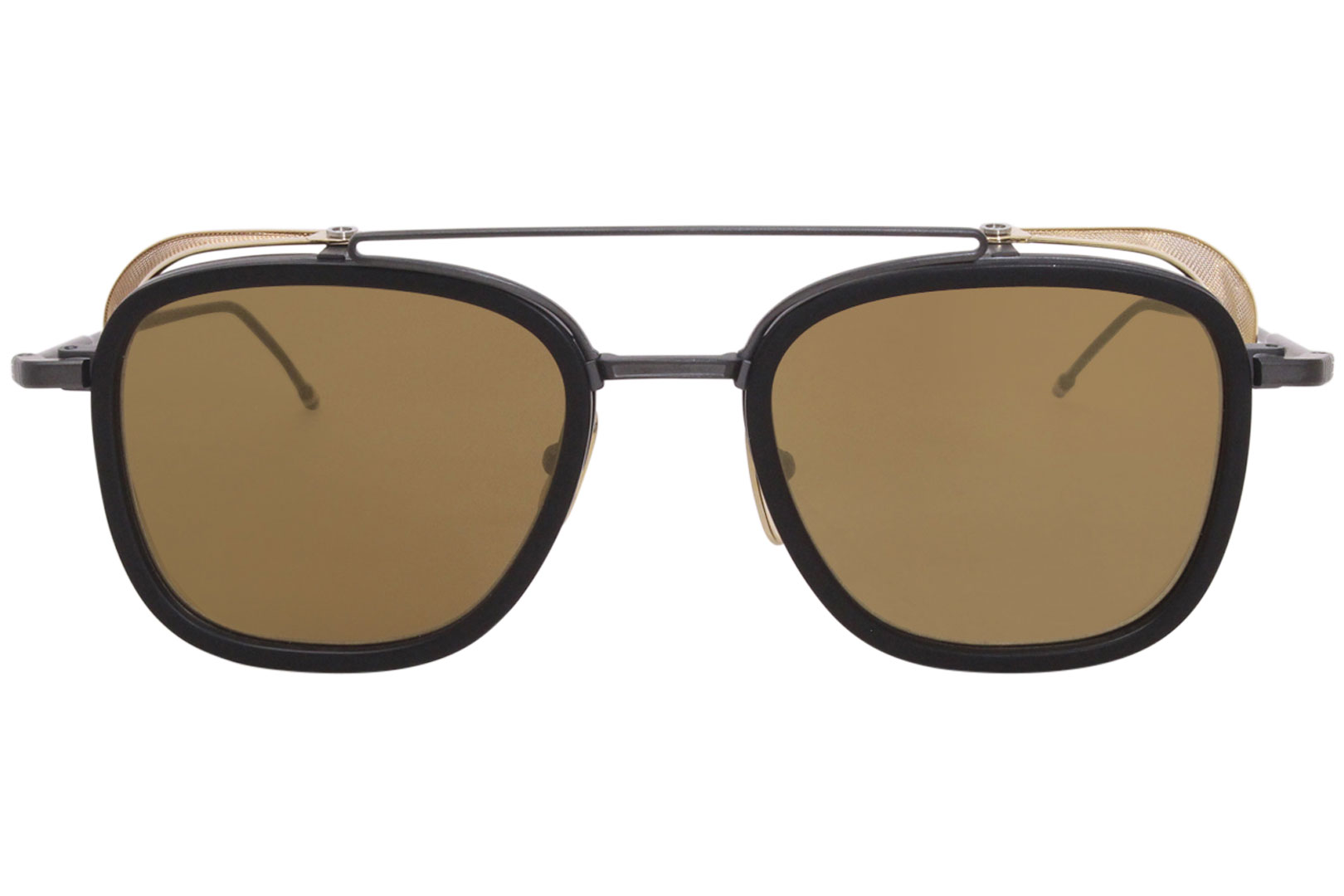 Thom Browne New York TB-808-A-BLK-GLD Sunglasses Black-Iron-Gold/Gold Mir Lenses