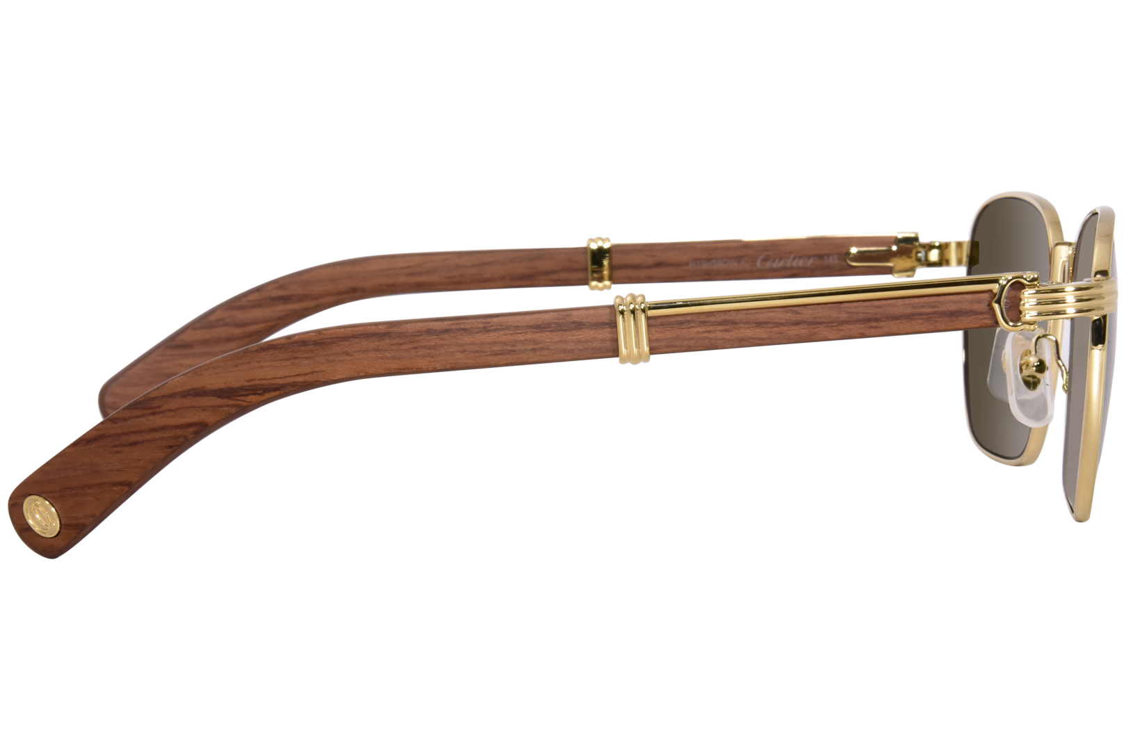 Cartier Exception CT0363S 002 Sunglasses Gold/Brown Wood