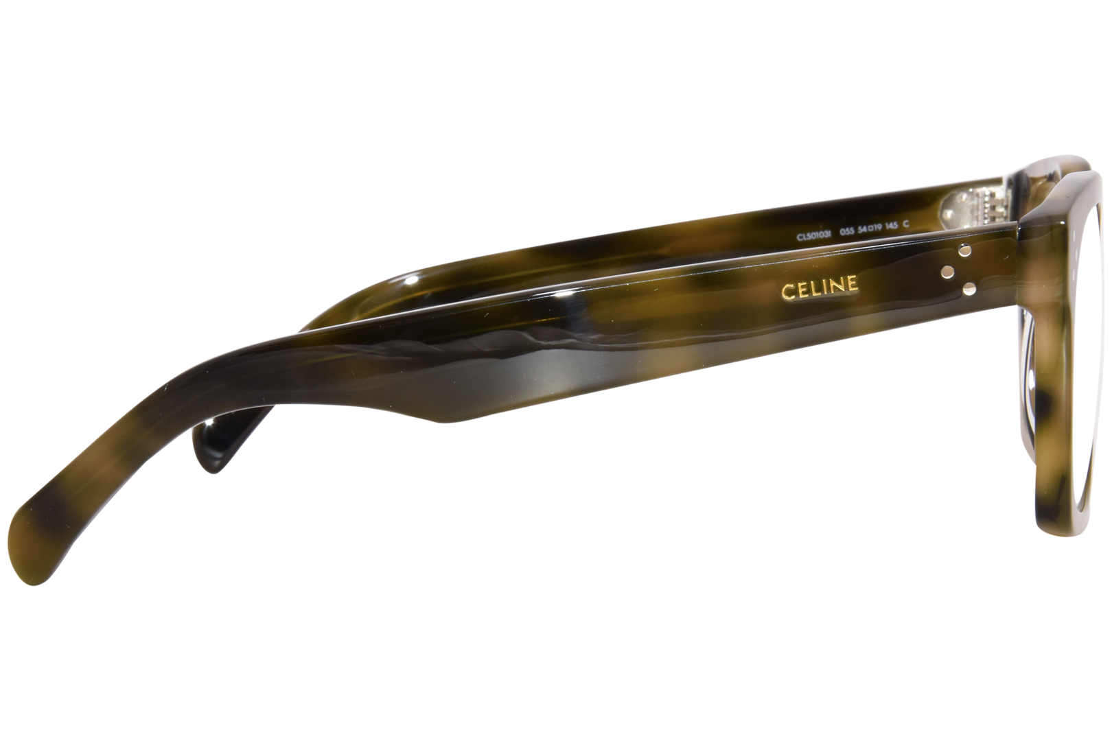 Celine CL50103I 055 Eyeglasses Men's Shiny Khaki Havana Full