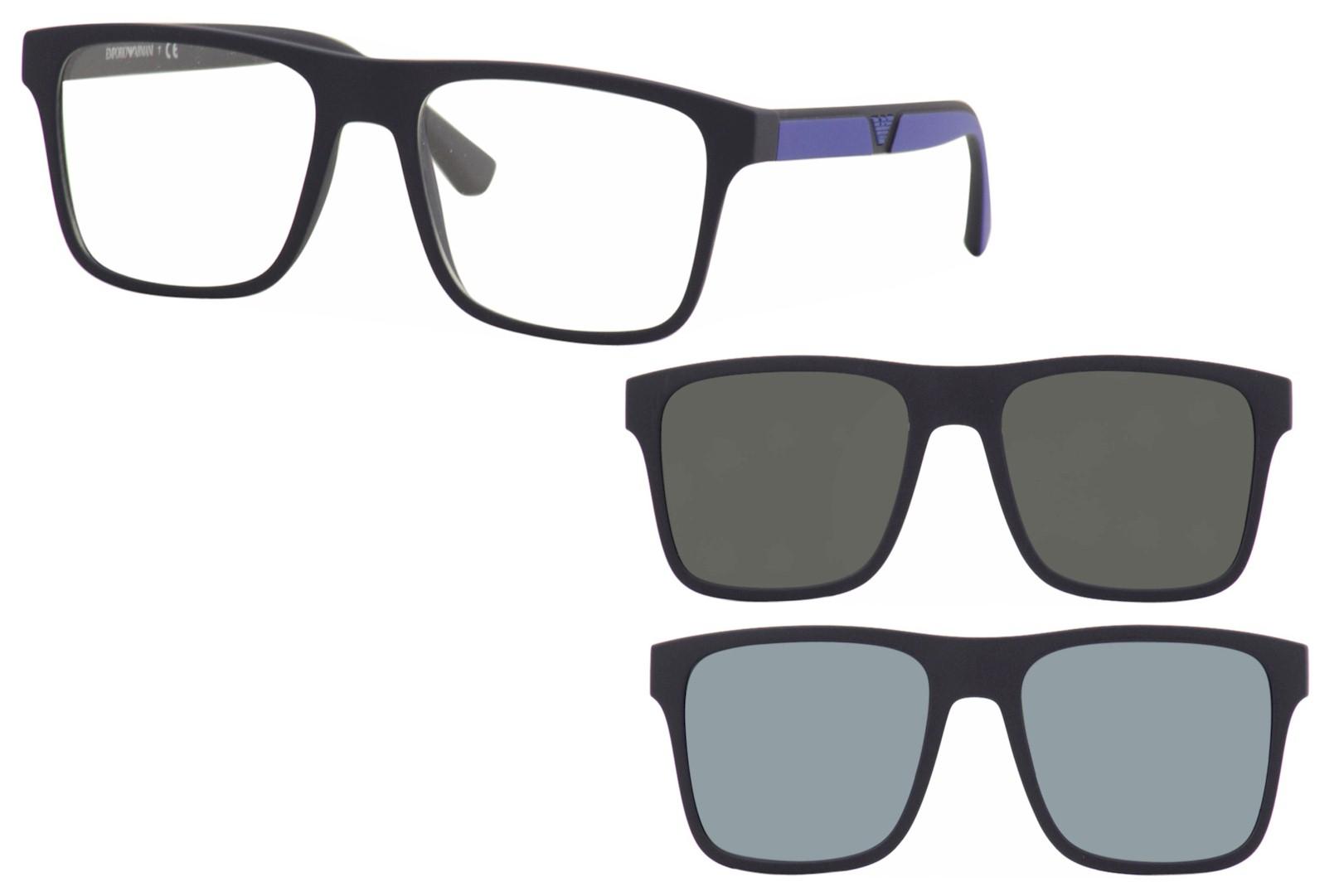 Emporio Armani Sunglasses EA4115 5801/1W Matte Black w/ two Clip-ons  54-18-145m | EyeSpecs.com