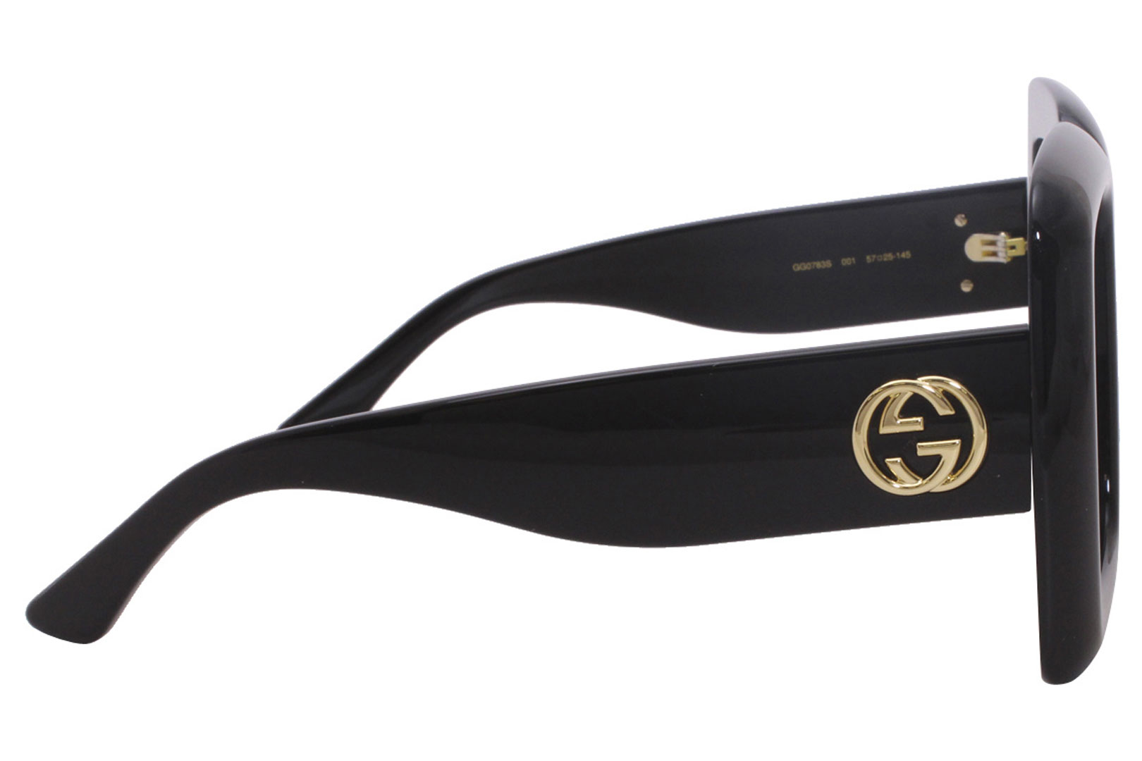 Gucci Sunglasses GG0783S 001 Black-Gold/Yellow 57-25-145mm | EyeSpecs.com