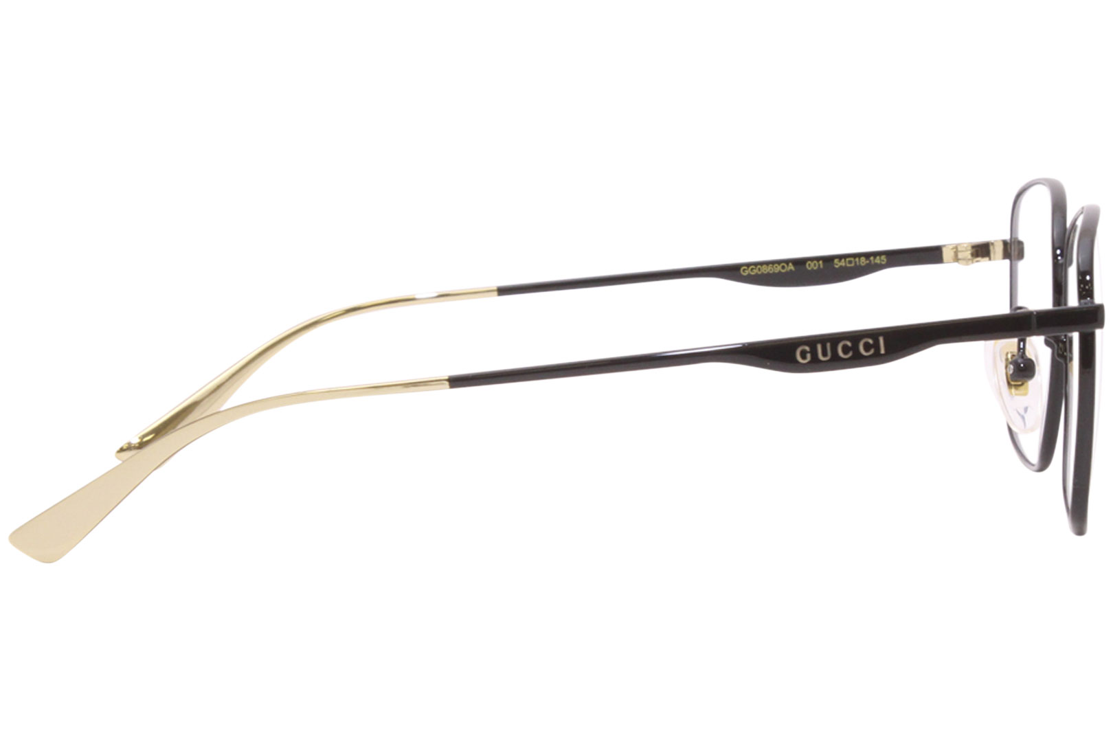 メガネ Gucci Glasses Frame GG0869OA 001 Asian Fit Black Gucci Eyeglasses Frames GG0869OA 001 Black Gold Square Wire