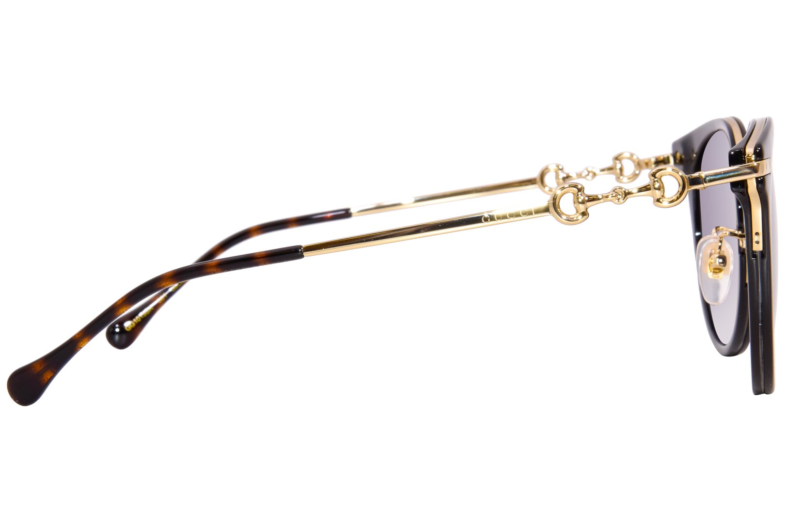 Gucci GG1015SK 001 Sunglasses Women's Black Gold/Grey