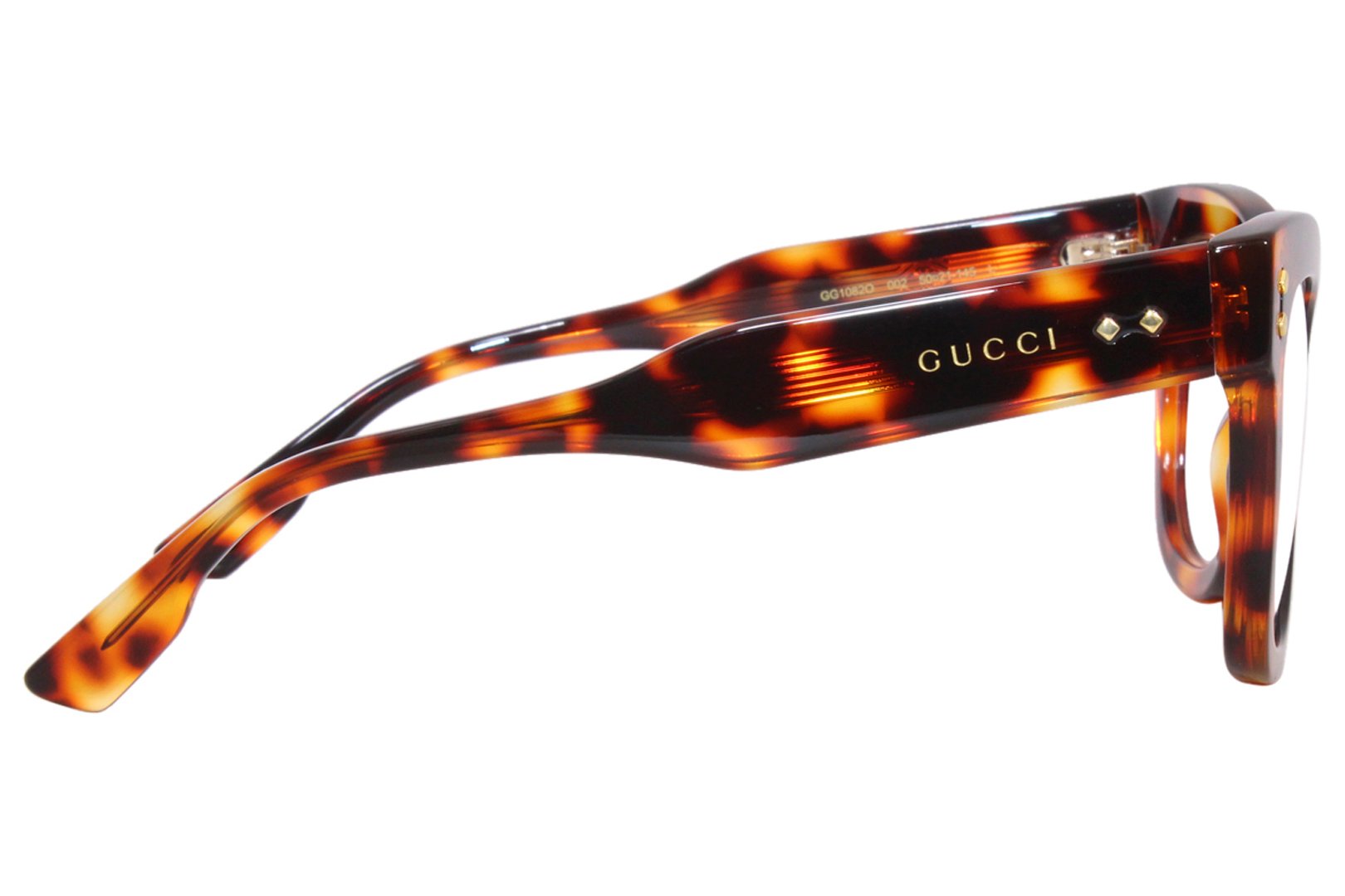 Gucci GG1082O 002 Eyeglasses Women's Havana Full Rim Cat Eye