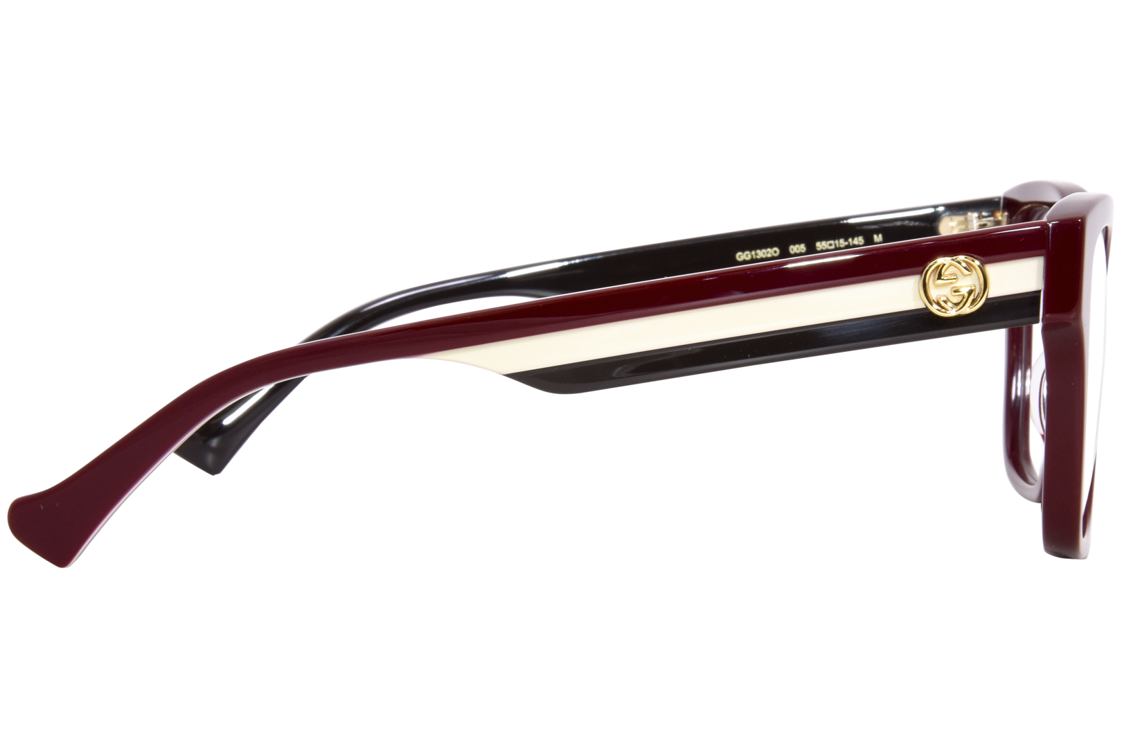 Gucci GG1302O 005 Eyeglasses Women's Burgundy/Ivory Full Rim
