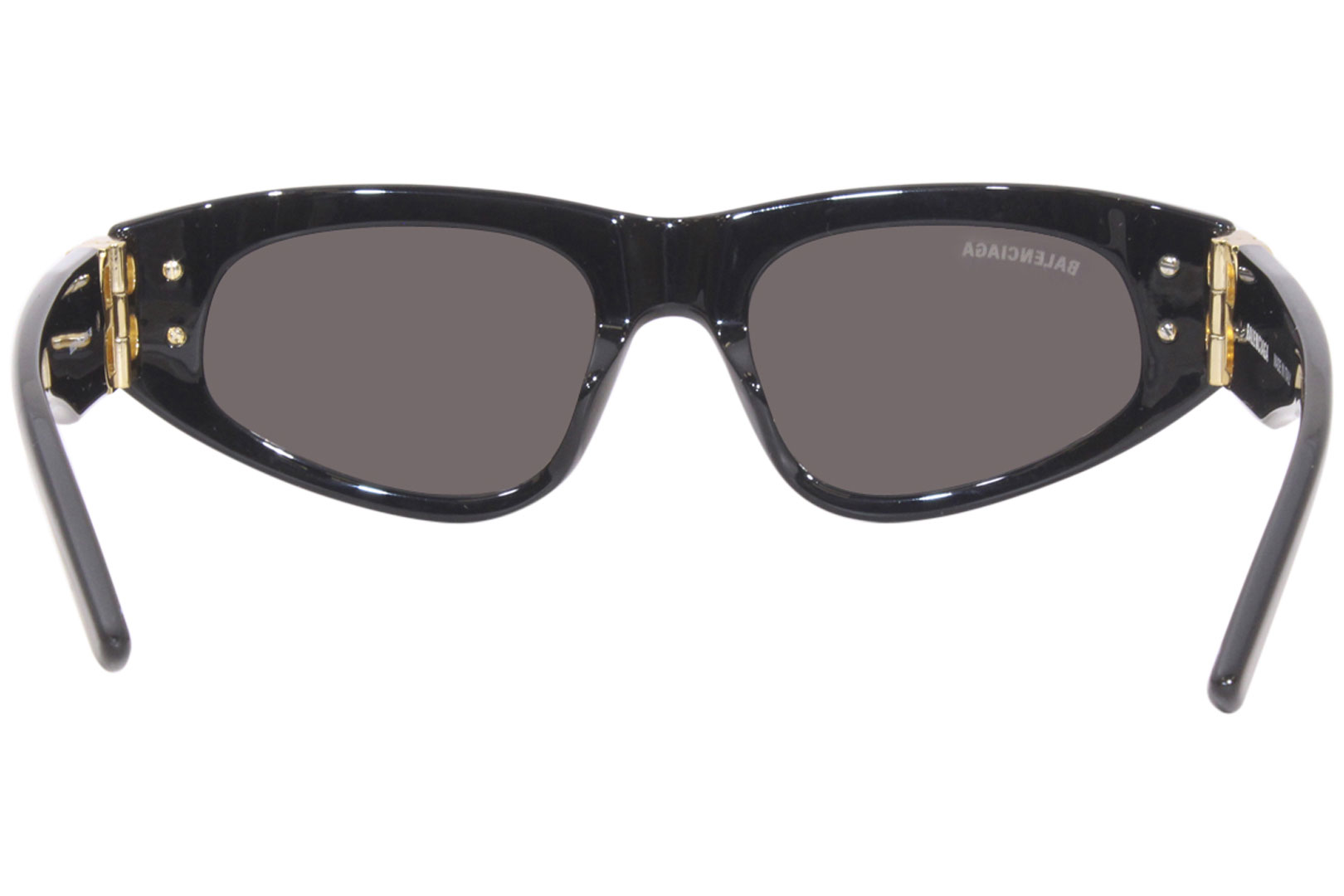 Balenciaga BB0095S 001 Sunglasses Women's Black/Gold/Grey Oval Shape 53 ...