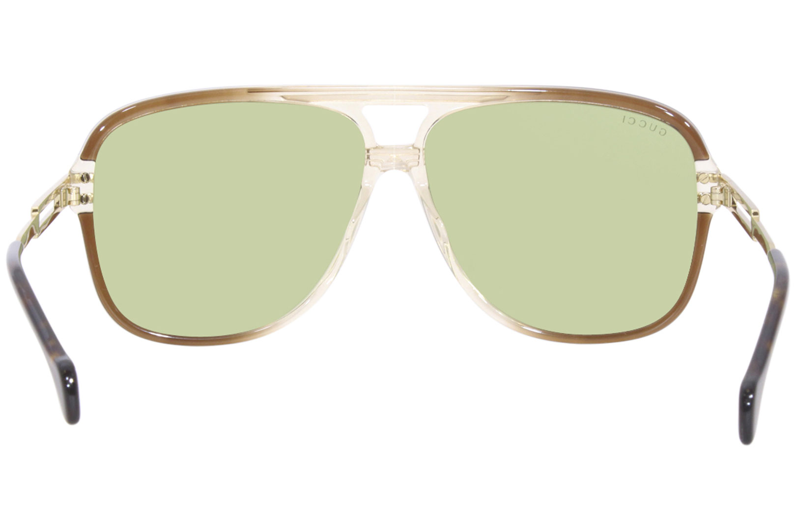 Gucci GG1105S 003 Sunglasses Men's Brown/Gold/Green Lens Pilot 63-12 ...
