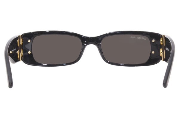 Balenciaga BB0096S 001 Sunglasses Women's Black/Gold/Grey Rectangle ...