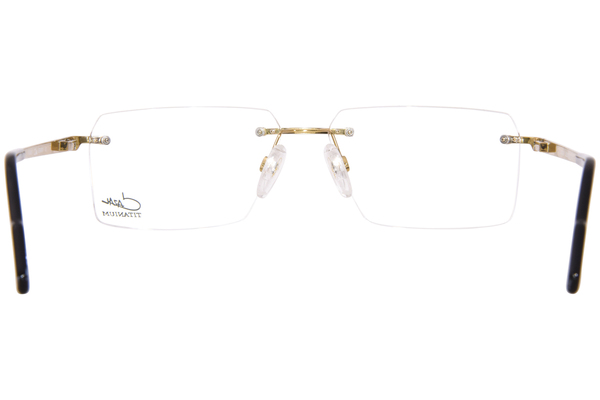 Cazal 7097 001 Titanium Eyeglasses Men's Black-Gold Rimless
