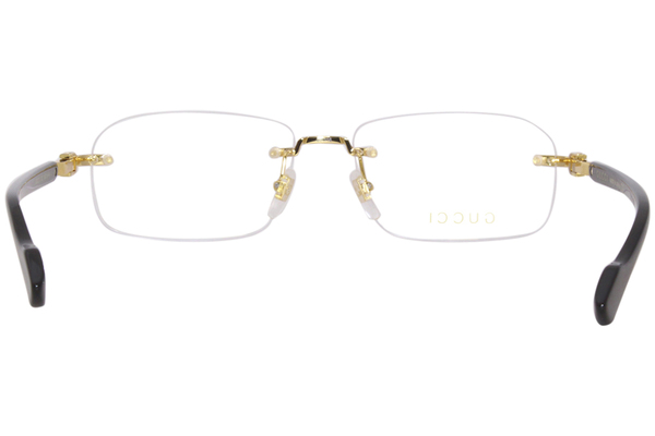 Gucci GG1221O 001 Eyeglasses Men's Gold/Black Rimless Rectangle Shape ...