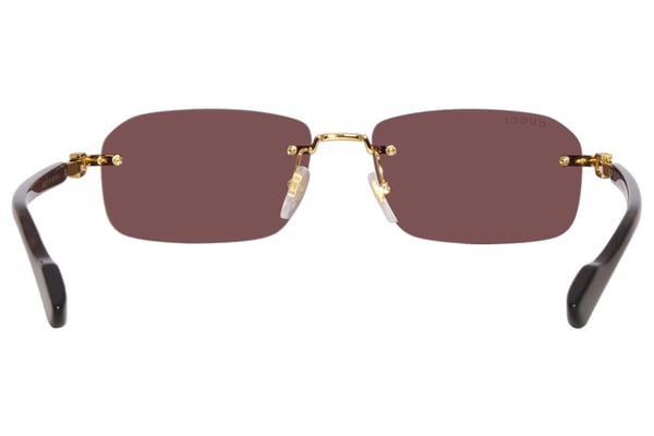 Gucci GG1221S 002 Sunglasses Gold/Brown Rectangle Shape 56