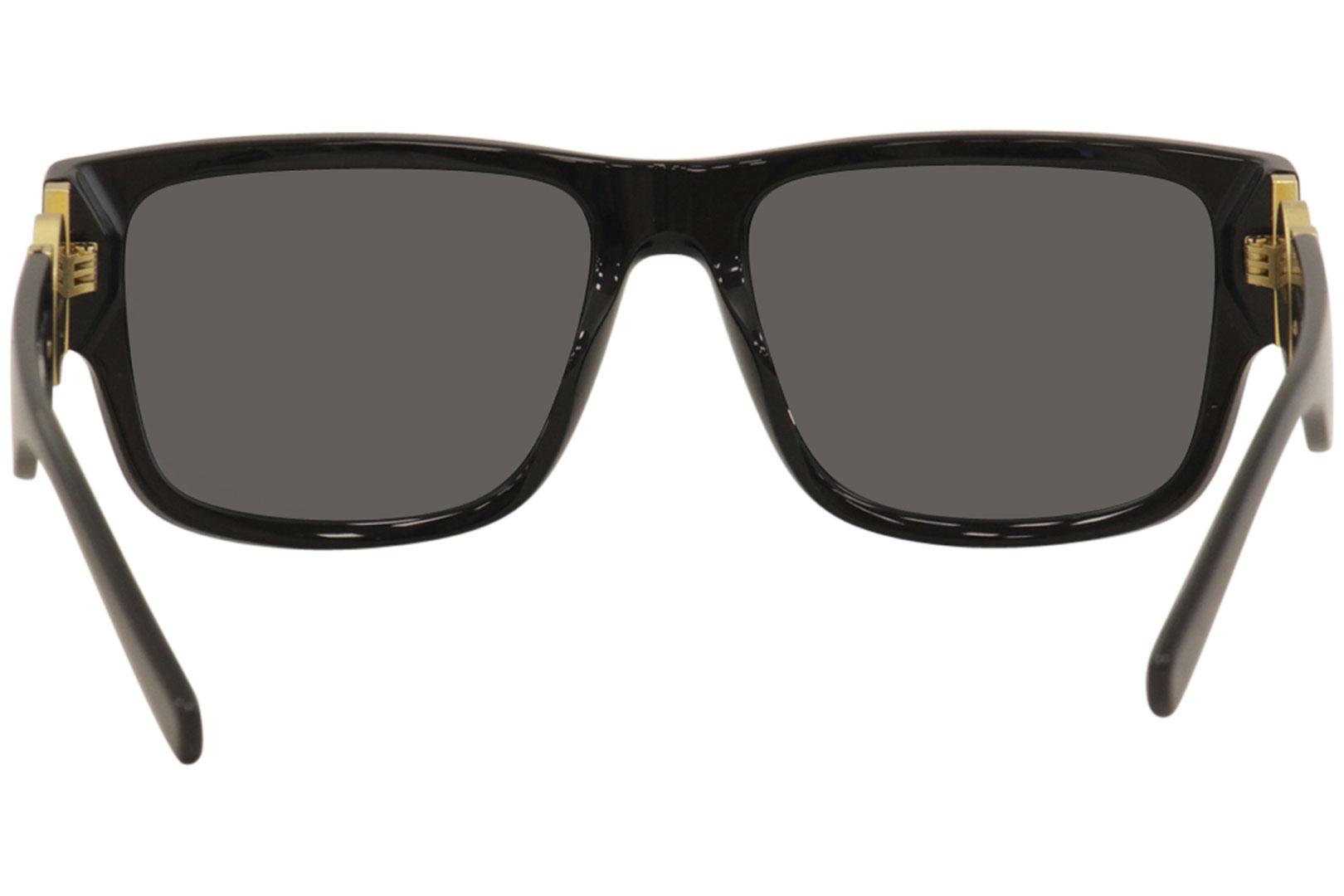 Versace Men s VE4369 VE 4369 GB1 81 Black Rectangle Polarized Sunglasses 58mm EyeSpecs